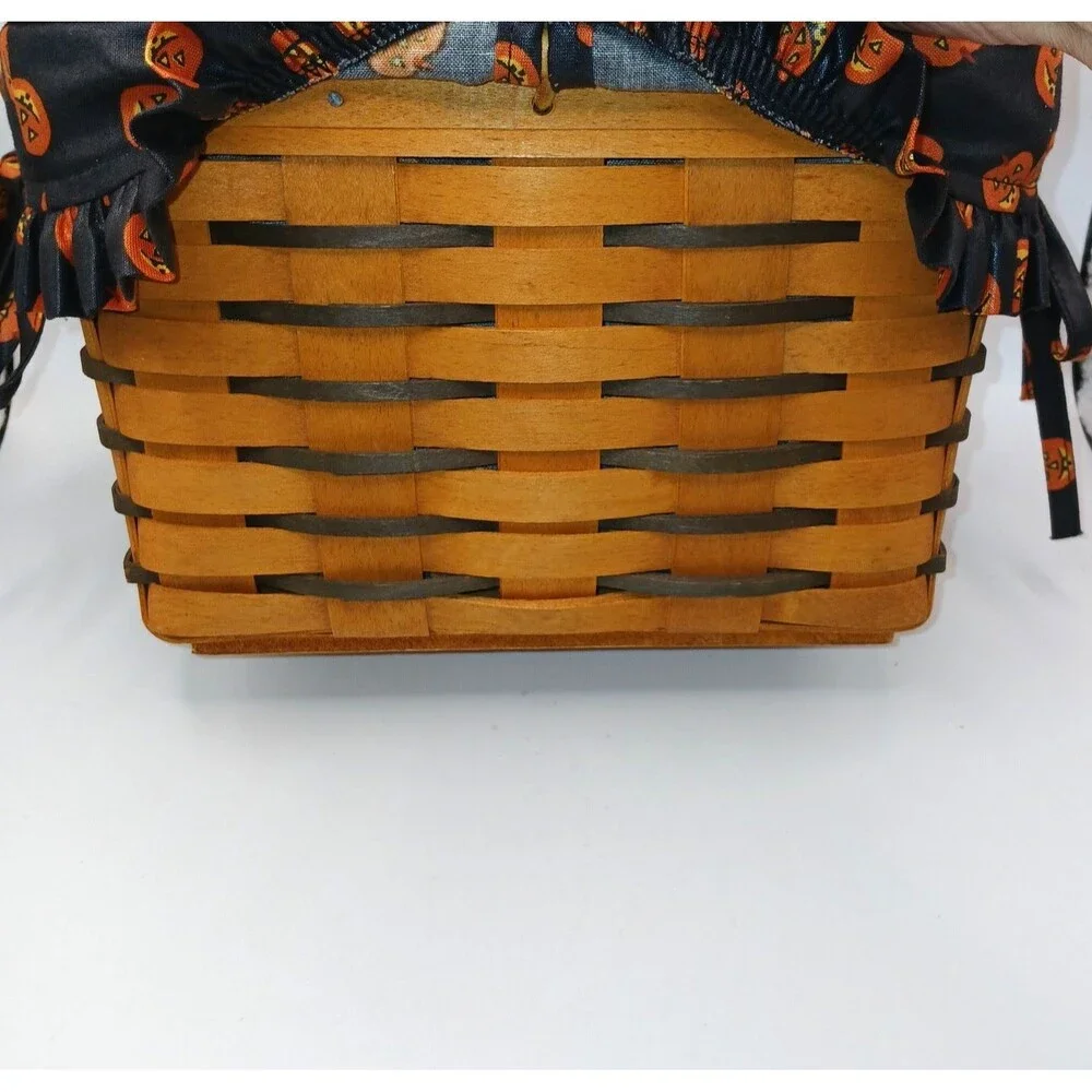 Longaberger Basket Purse Bag Swing Handle Pumpkin Jack O Lantern Liner 1998 Sign